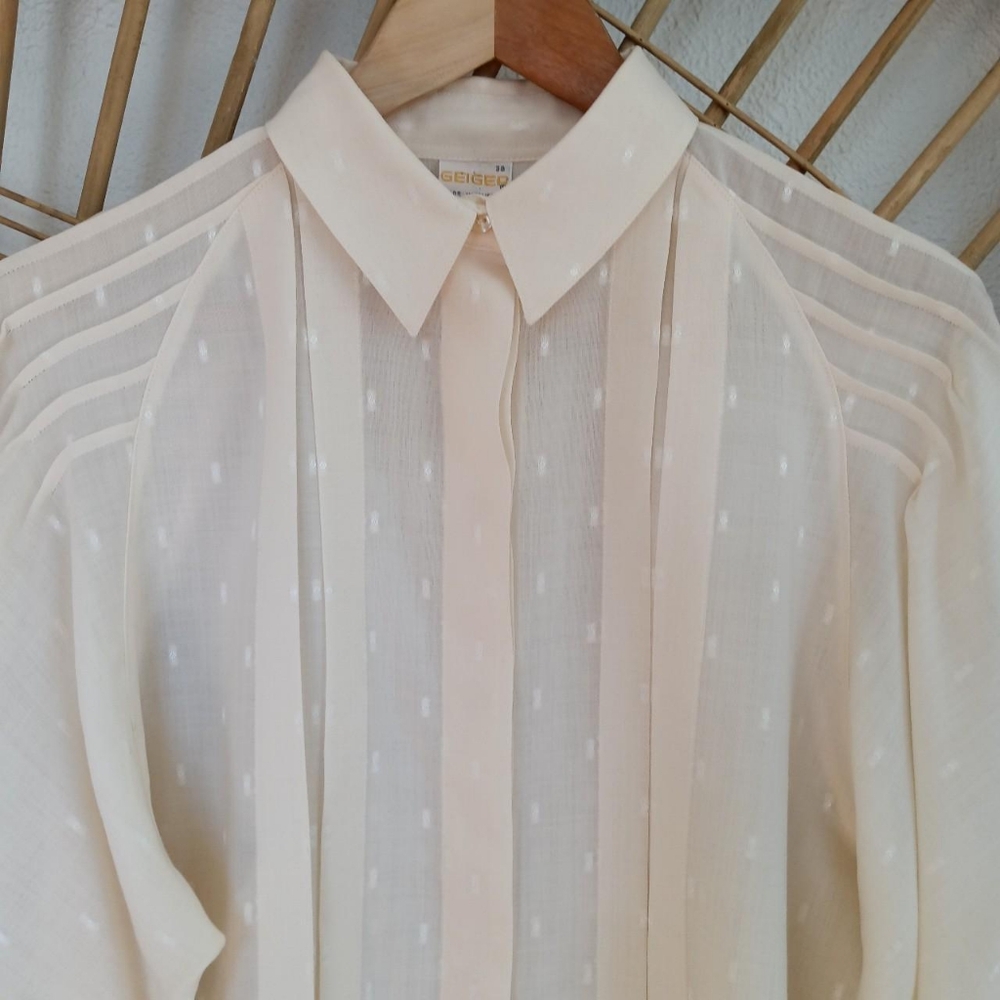 Vintage Geiger Of Austria Wool Blend Sheer Blouse - Picture 2 of 8